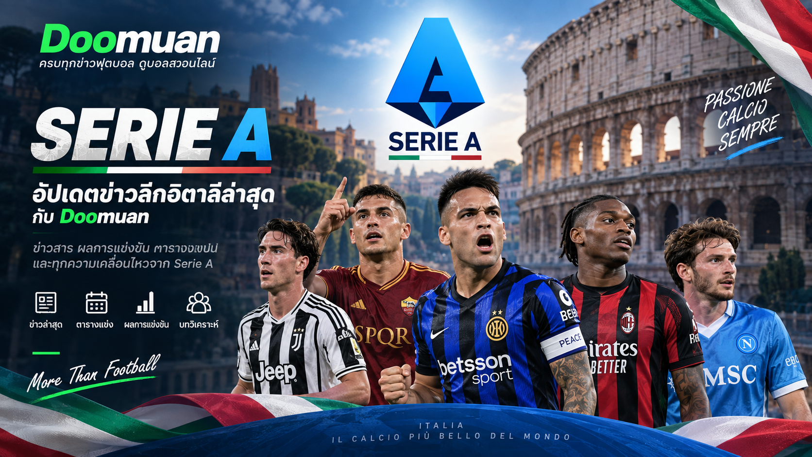 Doomuan ข่าว Serie A ล่าสุด อินเตอร์ มิลาน และ โรม่า ขึ้นนำจ่าฝูงหลังผ่าน 4 นัด