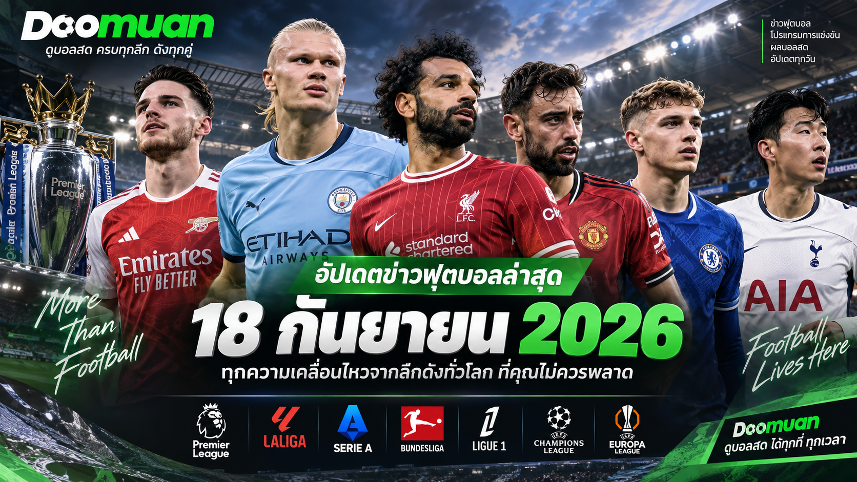 Doomuan อัปเดตข่าวฟุตบอลล่าสุด 18 กันยายน 2026 จับตาความเคลื่อนไหวลีกยุโรปสุดสัปดาห์นี้