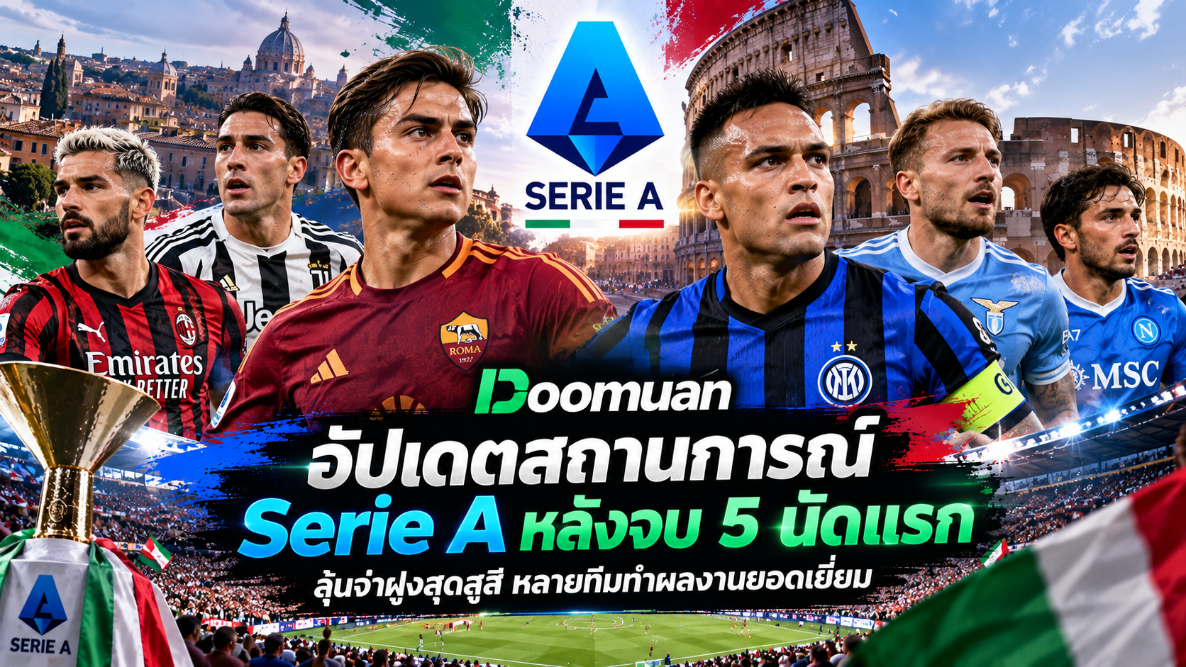 Doomuan รายงาน Serie A การลุ้นจ่าฝูงสุดสูสีหลังจบ 5 นัดแรก