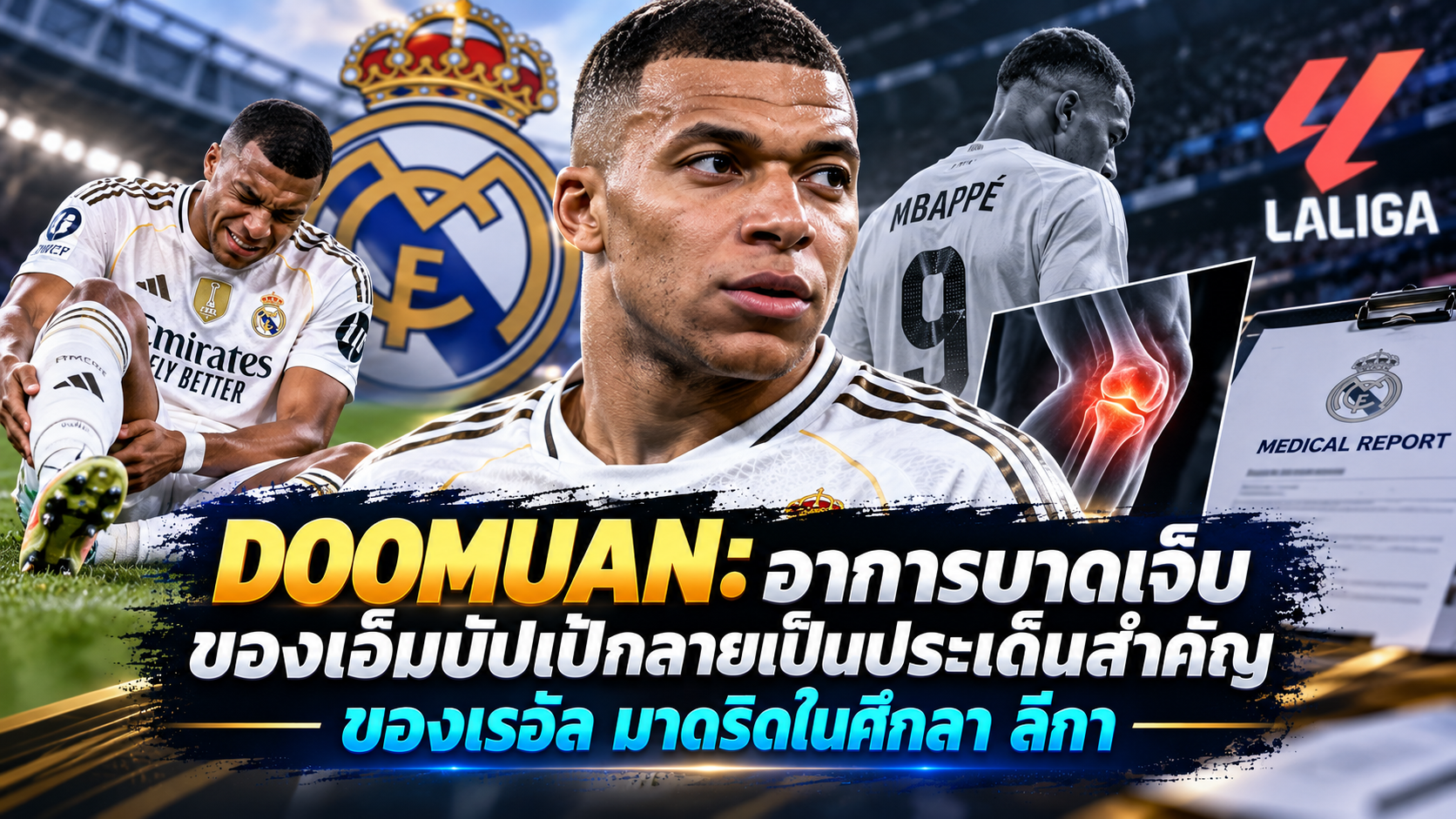 DOOMUAN: อาการบาดเจ็บของเอ็มบัปเป้กลายเป็นประเด็นสำคัญของเรอัล มาดริดในศึกลา ลีกา