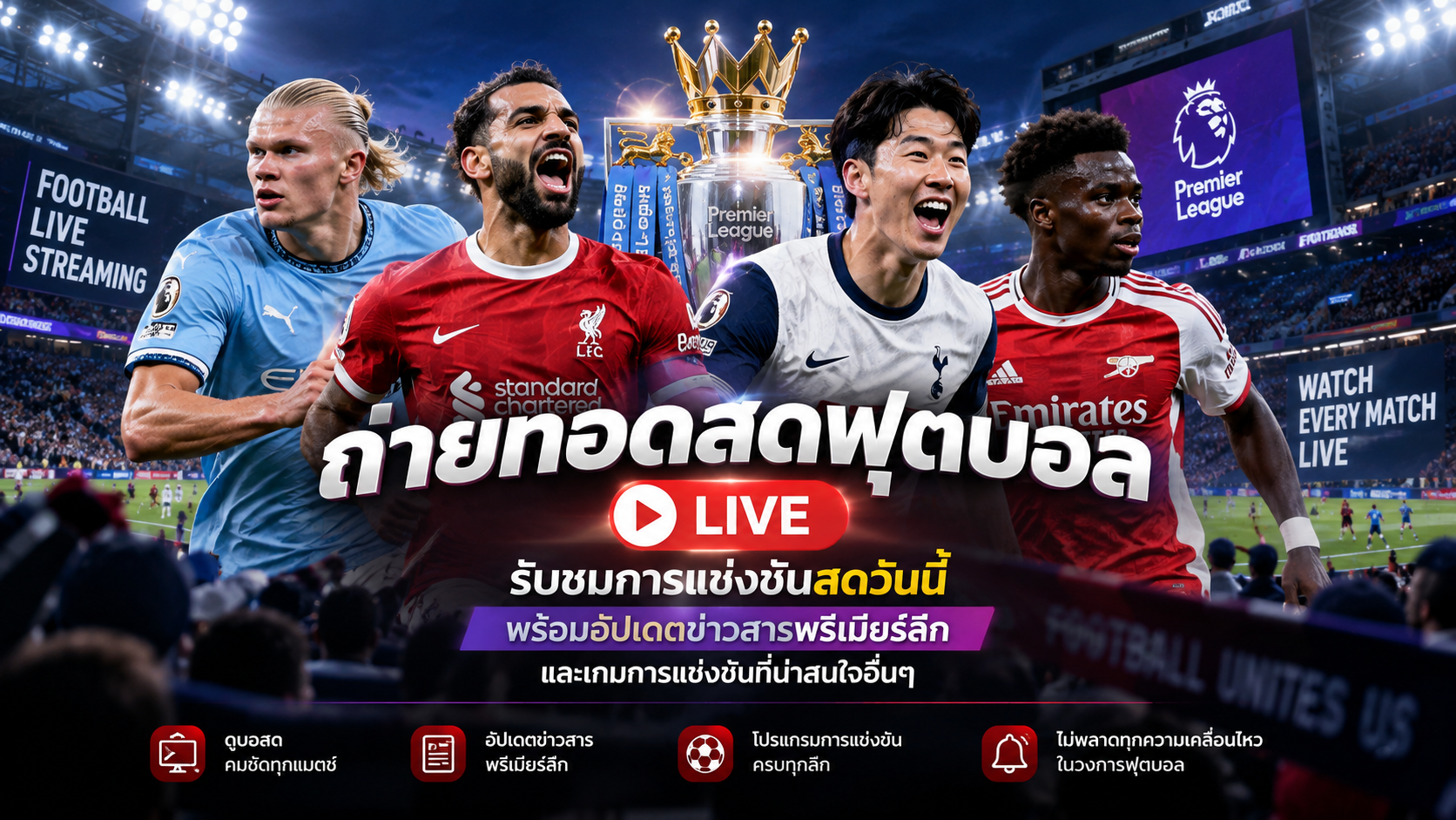 การถ่ายทอดสดฟุตบอล ดูบอลสดวันนี้ ผ่าน Doomuan อัปเดตเกมพรีเมียร์ลีกและฟุตบอลน่าสนใจ